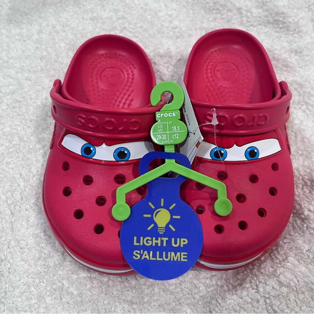 Kids Light Up Lightning McQueen Crocs 12C